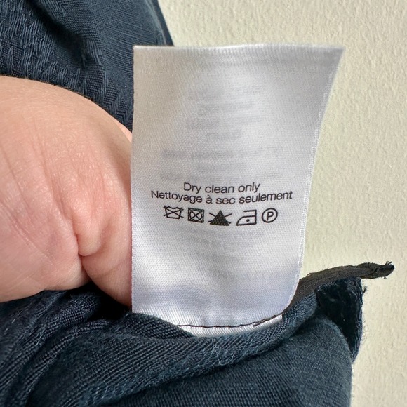 Veronica Beard Top Womens 8‎ Ink Blue Belinda Linen Blend One Shoulder Jacquard - Picture 6 of 10